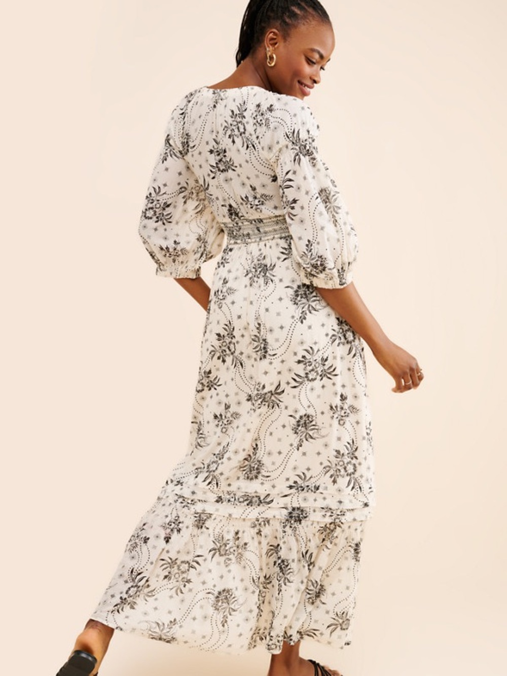Free People Golden Hour Maxi Dress - Ivory Multi Floral - Picture 4 of 12